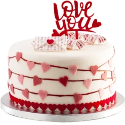 Topper dekoracyjny na tort LOVE YOU czerwony