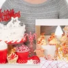 Topper na tort Merry Christmas CZERWONY brokatowy
