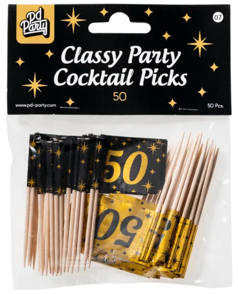 Toppery dekoracyjne, pikery na imprezę 50-ste urodziny 50 szt.