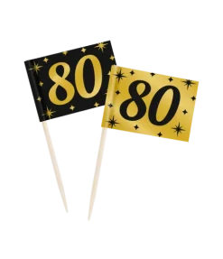 Toppery dekoracyjne, pikery na imprezę 80-ste urodziny 50 szt.
