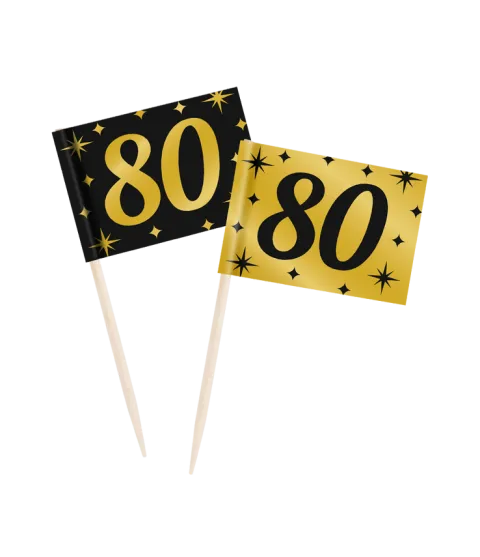 Toppery dekoracyjne, pikery na imprezę 80-ste urodziny 50 szt.