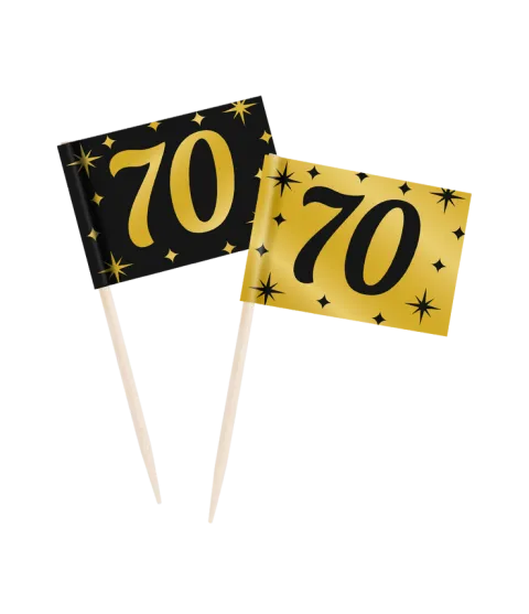 Toppery dekoracyjne, pikery na imprezę 70-ste urodziny 50 szt.