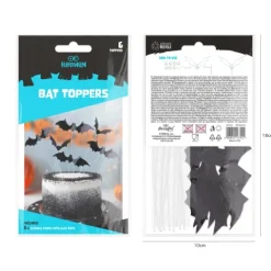 Toppery pikkery na tort Halloween Nietoperze DIY 6 szt.