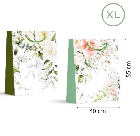 Torebka prezentowa kwiaty i liście Floral XL 55x40x15 cm mix wzorów