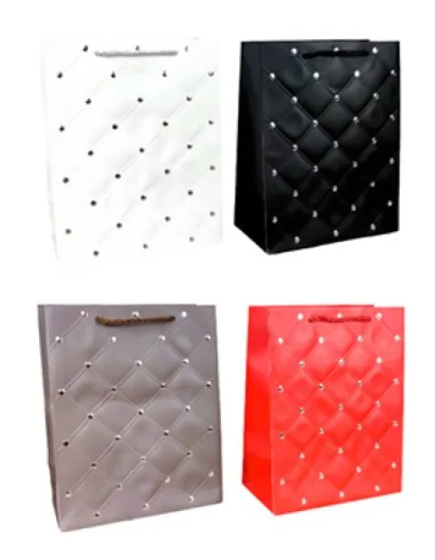 Torebka prezentowa złote pikowania 16x12x6,5 cm 4 kolory do wyboru