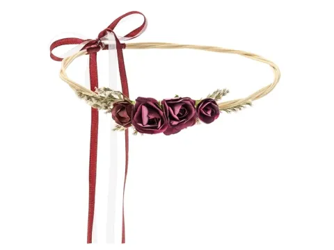 Wianek na głowę Bordo Boho 18 cm