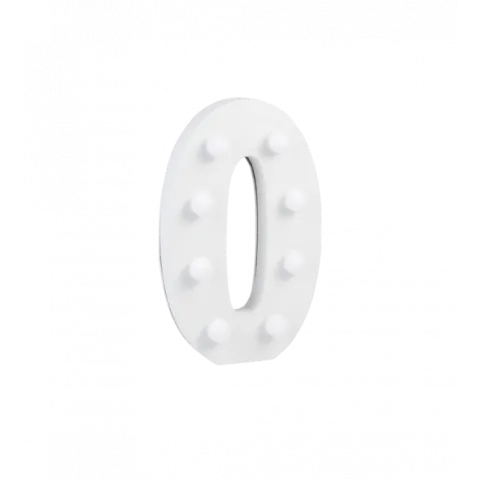 Świecąca Cyfra LED "0" Light Letter, drewniana biała 17x12 cm