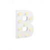 Świecąca Litera LED "B" Light Letter, drewniana biała 17x12 cm