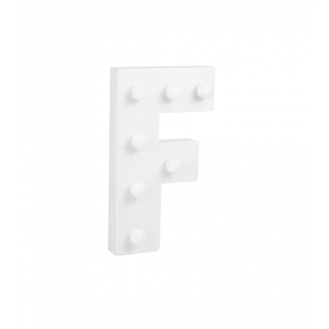 Świecąca Litera LED "F" Light Letter, drewniana biała 17x12 cm