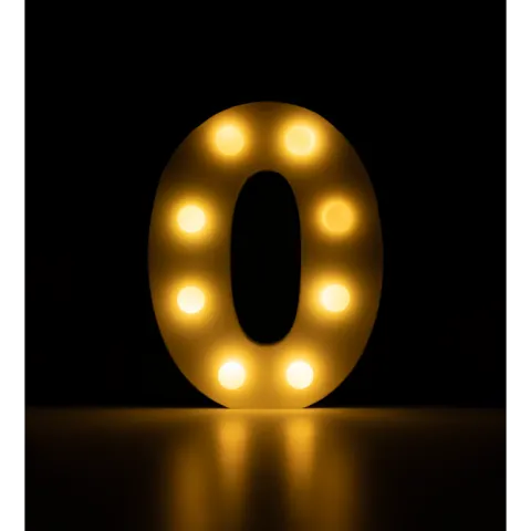 Świecąca Litera LED "O" Light Letter, drewniana biała 17x12 cm