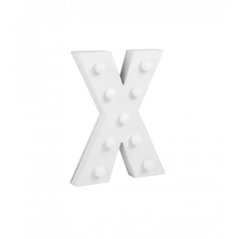 Świecąca Litera LED "X" Light Letter, drewniana biała 17x12 cm