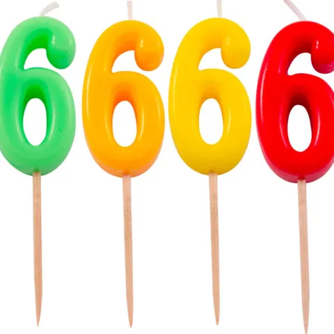 Świeczka na tort cyfra 6 Neonowe kolory 1 szt.