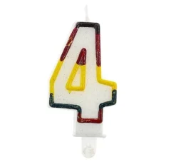 Świeczka urodzinowa "4" brokatowa kolorowa