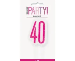 Świeczka urodzinowa na tort liczba "40" różowa