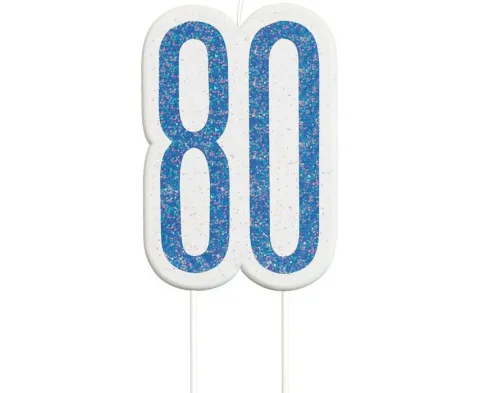 Świeczka urodzinowa na tort liczba "80" niebieska