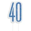Świeczka urodzinowa na tort liczba "40" niebieska