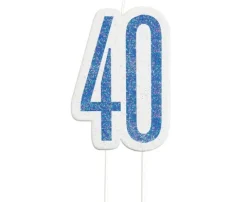 Świeczka urodzinowa na tort liczba "40" niebieska