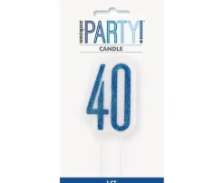 Świeczka urodzinowa na tort liczba "40" niebieska
