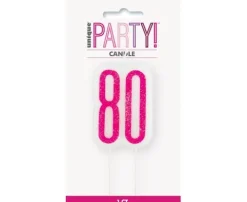 Świeczka urodzinowa na tort liczba "80" różowa