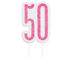 Świeczka urodzinowa na tort liczba "50" różowa