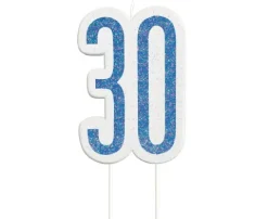 Świeczka urodzinowa na tort liczba "30" niebieska