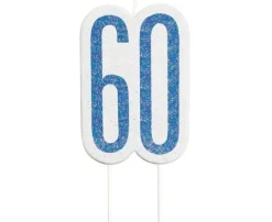Świeczka urodzinowa na tort liczba "60" niebieska