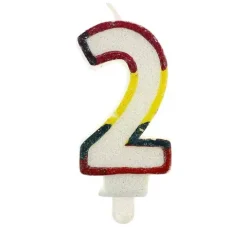 Świeczka urodzinowa "2" brokatowa kolorowa