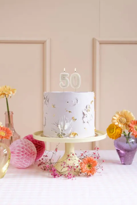 Świeczka urodzinowa cyfra 5 beżowy 6 cm