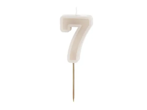 Świeczka urodzinowa cyfra 7 beżowy 6 cm