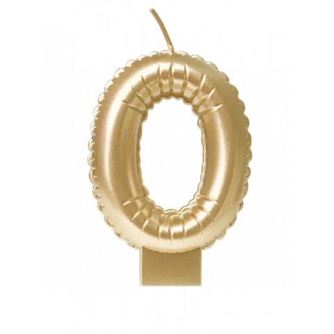 Świeczka urodzinowa cyfra 0 jak balon foliowy złota