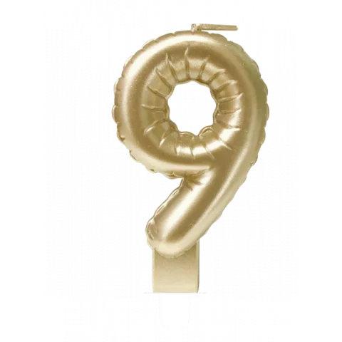 Świeczka urodzinowa cyfra 9 jak balon foliowy złota