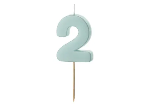 Świeczka urodzinowa cyfra 2 jasny niebieski 5,5, cm