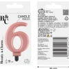 Świeczka urodzinowa cyfra 6 metalik różowe złoto 9 cm