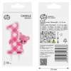 Świeczka urodzinowa cyfra 1 różowa kratka z misiem 12cm