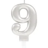 Świeczka urodzinowa cyfra 9 srebrna 9,3 cm