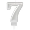 Świeczka urodzinowa cyfra 7 srebrna 9,3 cm
