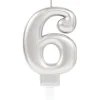Świeczka urodzinowa cyfra 6 srebrna 9,3 cm