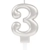 Świeczka urodzinowa cyfra 3 srebrna 9,3 cm
