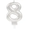 Świeczka urodzinowa cyfra 8 srebrna 9,3 cm