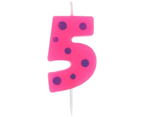 Świeczka urodzinowa "5" GROCHY 6cm
