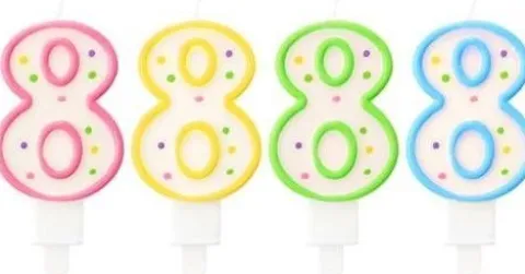 Świeczka urodzinowa "8" kropeczki niebieska