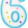 Świeczka urodzinowa "6" kropeczki niebieska