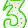 Świeczka urodzinowa "3" kropeczki zielona