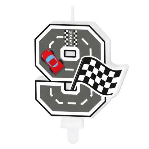 Świeczka urodzinowa Wyścigówki Race cyfra 9
