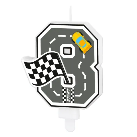 Świeczka urodzinowa Wyścigówki Race cyfra 8
