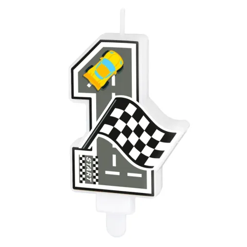 Świeczka urodzinowa Wyścigówki Race cyfra 1