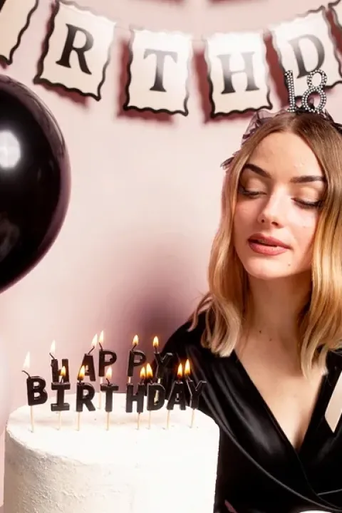 Świeczki pikery HAPPY BIRTHDAY napis czarny 13 sztuk