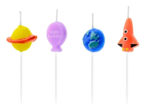 Świeczki urodzinowe pikery na tort KOSMOS 4 szt.