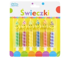 Świeczki urodzinowe uśmiechy 9cm 6 szt