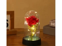 Wieczna róża czerwona z LED